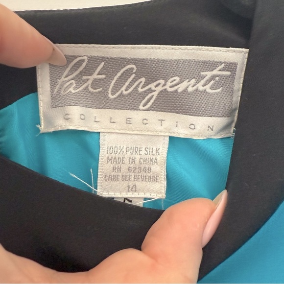 Vintage 1980s Argenti colour block silk midi dress - size Medium (M) - Picture 7 of 7